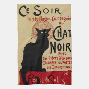  Art Nouveau, Ce Soir Chat Noir Black Cat Theedoek