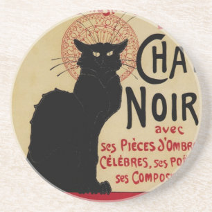 Art Nouveau, Ce Soir Chat Noir Black Cat Zandsteen Onderzetter