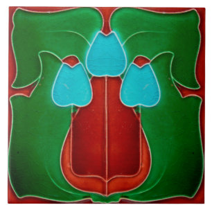 Art Nouveau Ceramic Fireplace Wall Tegel Tegeltje