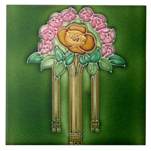 Art Nouveau Ceramic Fireplace Wall tile Tegeltje (Voorkant)