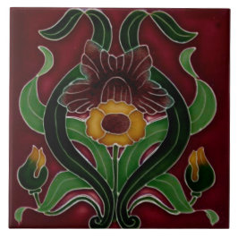 Art Nouveau Ceramic Fireplace Wall Tile Tegeltje