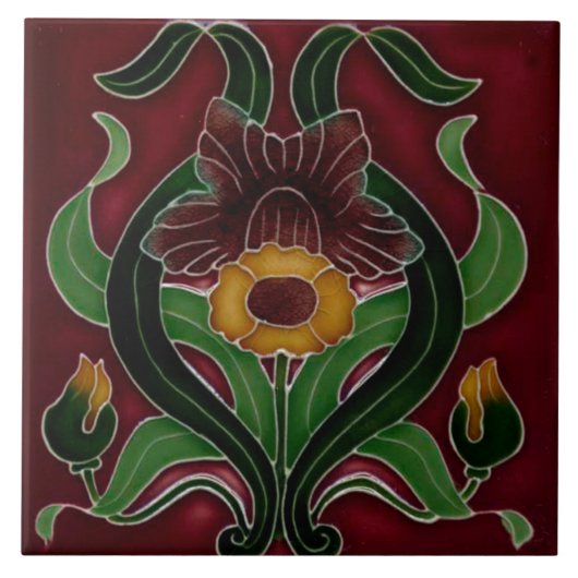 Art Nouveau Ceramic Fireplace Wall Tile Tegeltje (Voorkant)