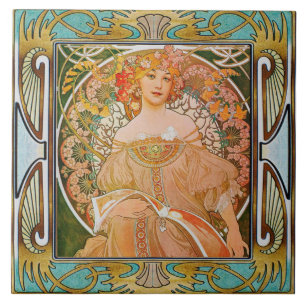 Art Nouveau Ceramic Tile Alphose Mucha Design 01 Tegeltje