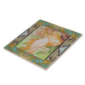 Art Nouveau Ceramic Tile Alphose Mucha Design 02 Tegeltje (Zijkant)