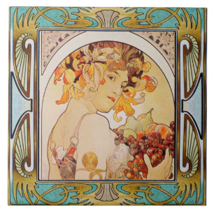 Art Nouveau Ceramic Tile Alphose Mucha Design 10 Tegeltje