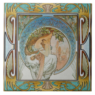 Art Nouveau Ceramic Tile Alphose Mucha Design 12 Tegeltje
