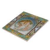 Art Nouveau Ceramic Tile Alphose Mucha Design 12 Tegeltje (Zijkant)