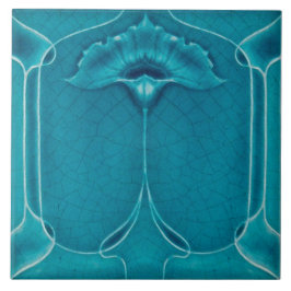 Art nouveau ceramic tile blue tegeltje
