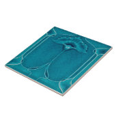 Art nouveau ceramic tile blue tegeltje (Zijkant)