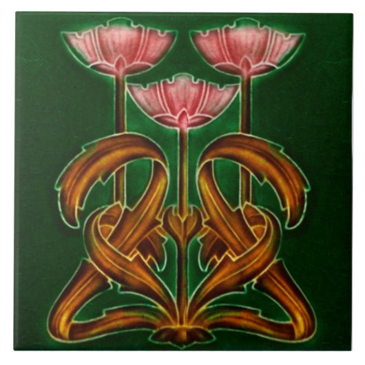 Art nouveau ceramic tile tegeltje (Voorkant)