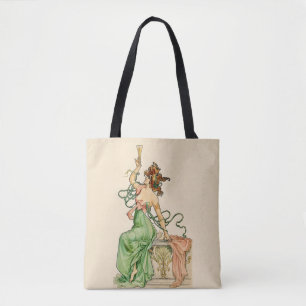 Art Nouveau champagne damesillustratie uit het ver Draagtas