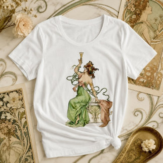 Art Nouveau champagne damesillustratie uit het ver Grote Maat T-shirt