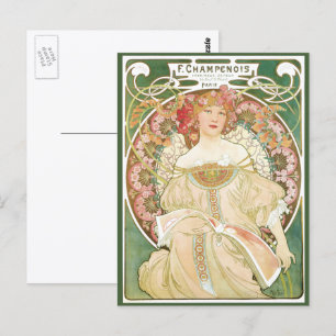  Art Nouveau, Champenois door Alphonse Mucha Briefkaart