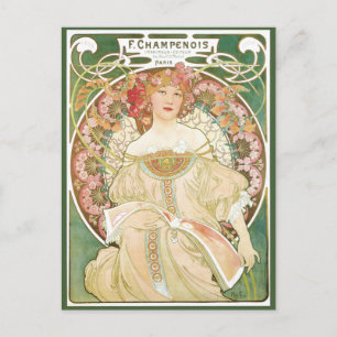  Art Nouveau, Champenois door Alphonse Mucha Briefkaart