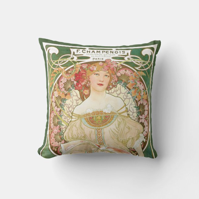  Art Nouveau, Champenois door Alphonse Mucha Kussen (Voorkant)