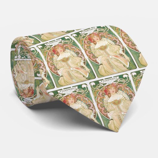  Art Nouveau, Champenois door Alphonse Mucha Stropdas (Opgerold)