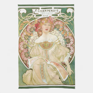 Art Nouveau, Champenois door Alphonse Mucha Theedoek