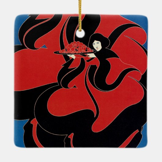  Art Nouveau Chap Book Thanksgiving Keramisch Ornament (Achterkant)