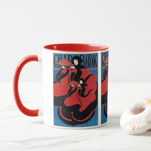 Art Nouveau Chap Book Thanksgiving Mok (Met donut)