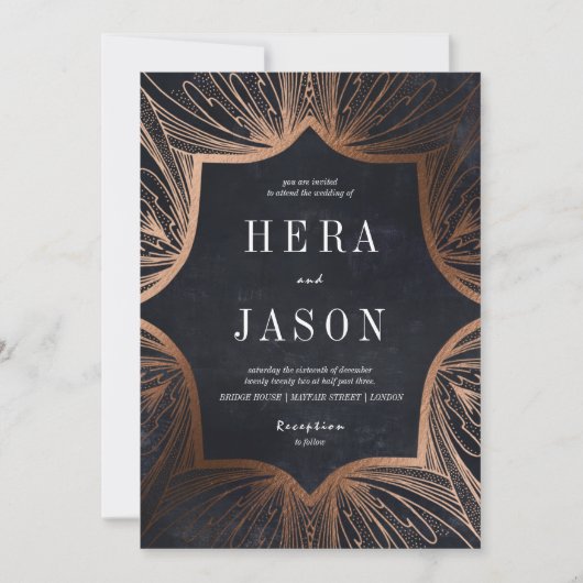 Art Nouveau charbon et bronze Invitation (Devant)