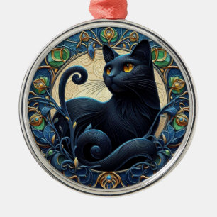 Art Nouveau Chat Noir Ornement de Noël