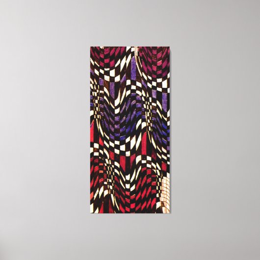 Art Nouveau Checkered Wave Pattern Canvas Afdruk (Voorkant)