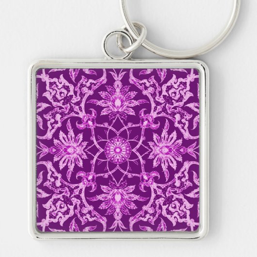 Art Nouveau Chinese Pattern - Amethyst Paars Sleutelhanger (Voorkant)