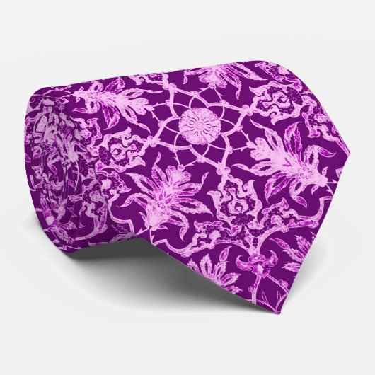 Art Nouveau Chinese Pattern - Amethyst Paars Stropdas (Opgerold)