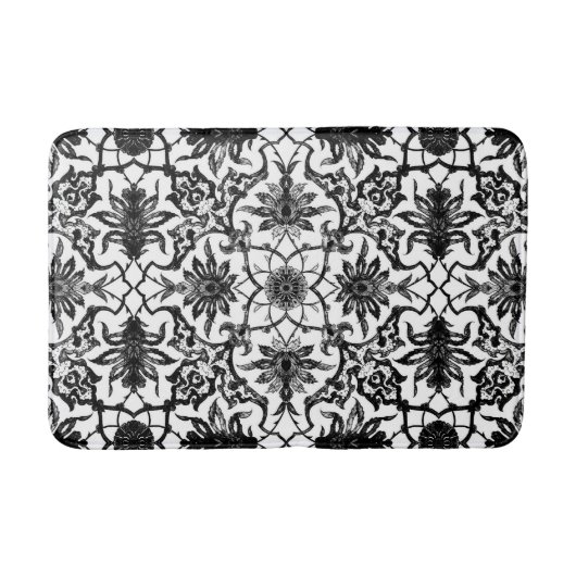 Art Nouveau Chinese Pattern, Black en White Badmat (Voorkant)