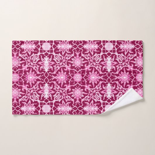 Art Nouveau Chinese Pattern, Burgundy and Pink Bad Handdoek (Handdoek)