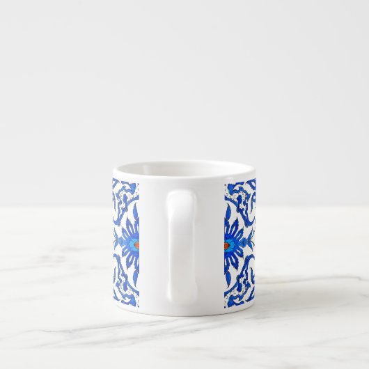 Art Nouveau Chinese Pattern - Chinees rood en tint Espresso Kop (Achterkant)