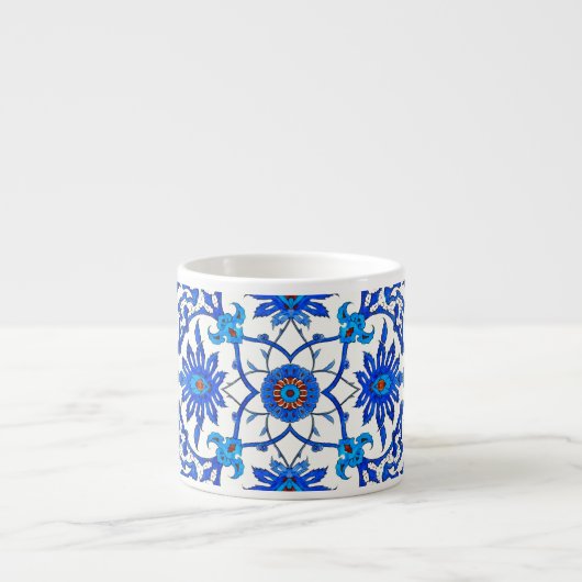 Art Nouveau Chinese Pattern - Chinees rood en tint Espresso Kop (Voorkant)