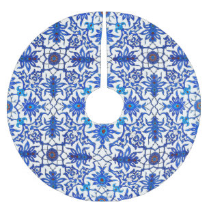Art Nouveau Chinese Pattern - Cobalt Blue & White Kerstboom Rok