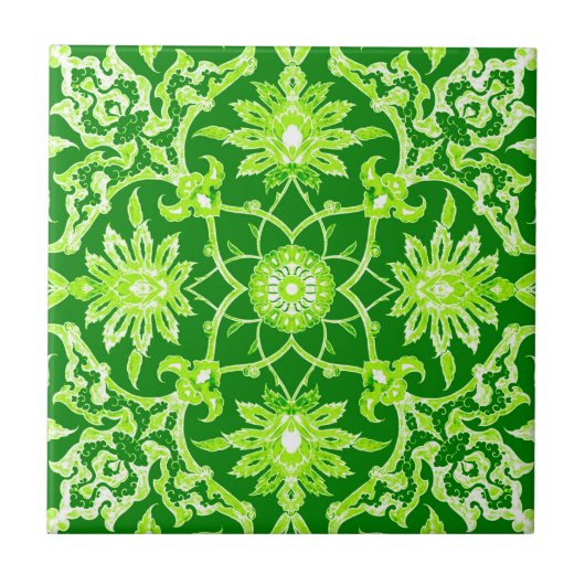 Art Nouveau Chinese Pattern - Emerald Green Tegeltje (Voorkant)