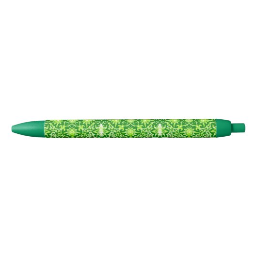 Art Nouveau Chinese Pattern - Emerald Green Zwarte Inkt Pen (Voorkant)