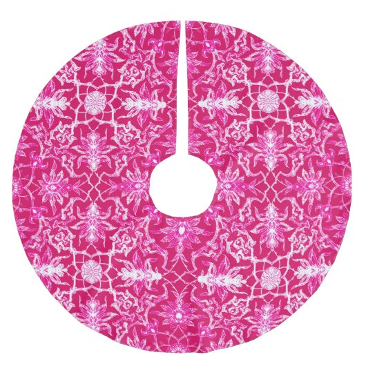 Art Nouveau Chinese Pattern - Fuchsia Pink Kerstboom Rok (Voorkant)