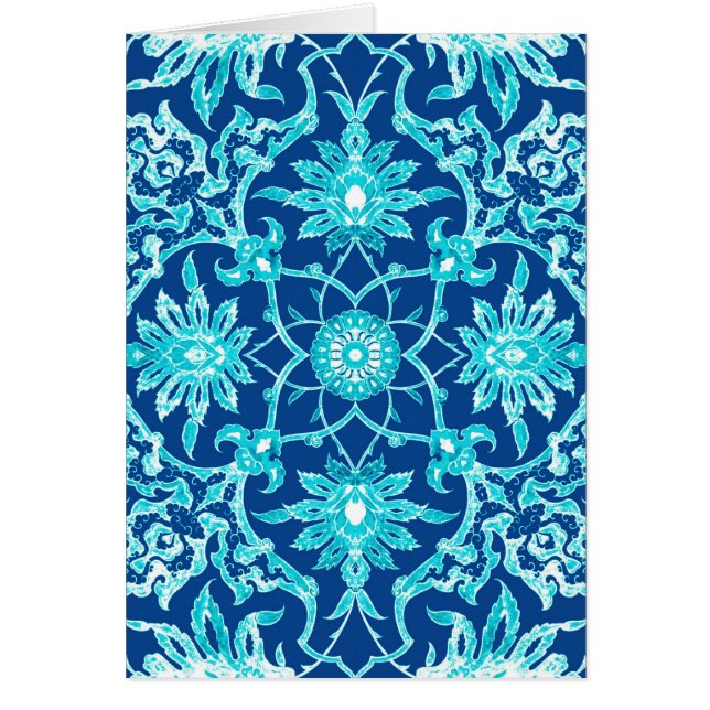 Art Nouveau Chinese Pattern - Turquoise en Blue (Voorkant)