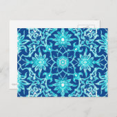 Art Nouveau Chinese Pattern - Turquoise en Blue Briefkaart (Voorkant / Achterkant)