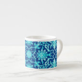 Art Nouveau Chinese Pattern - Turquoise en Blue Espresso Kop (Voorkant rechts)