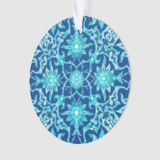 Art Nouveau Chinese Pattern - Turquoise en Blue Ornament (voorkant)