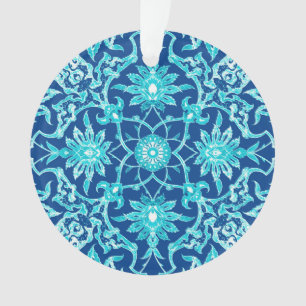 Art Nouveau Chinese Pattern - Turquoise en Blue Ornament