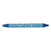 Art Nouveau Chinese Pattern - Turquoise en Blue Zwarte Inkt Pen (Voorkant)