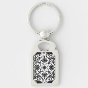 Art Nouveau Chinese Pattern - Zwart-wit Sleutelhanger