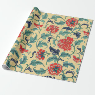 Art Nouveau Chinese Rode Bloemmotief Chinoiserie A Cadeaupapier