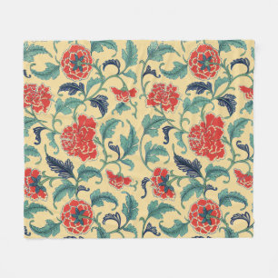 Art Nouveau Chinese Rode Bloemmotief Chinoiserie A Fleece Deken