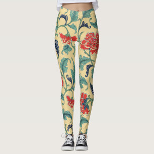 Art Nouveau Chinese Rood Bloemmotief Chinoiserie A Leggings