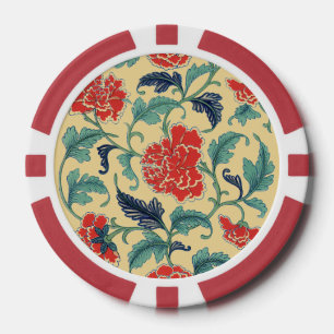 Art Nouveau Chinese Rood Bloemmotief Chinoiserie A Poker Chips