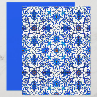 Art Nouveau Chinese Tile, Cobalt Blue en White