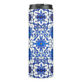 Art Nouveau Chinese Tile, Cobalt Blue en White Thermosbeker (Achterkant)