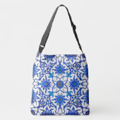 Art Nouveau Chinese Tile - Cobalt Blue & White Crossbody Tas (Achterkant)